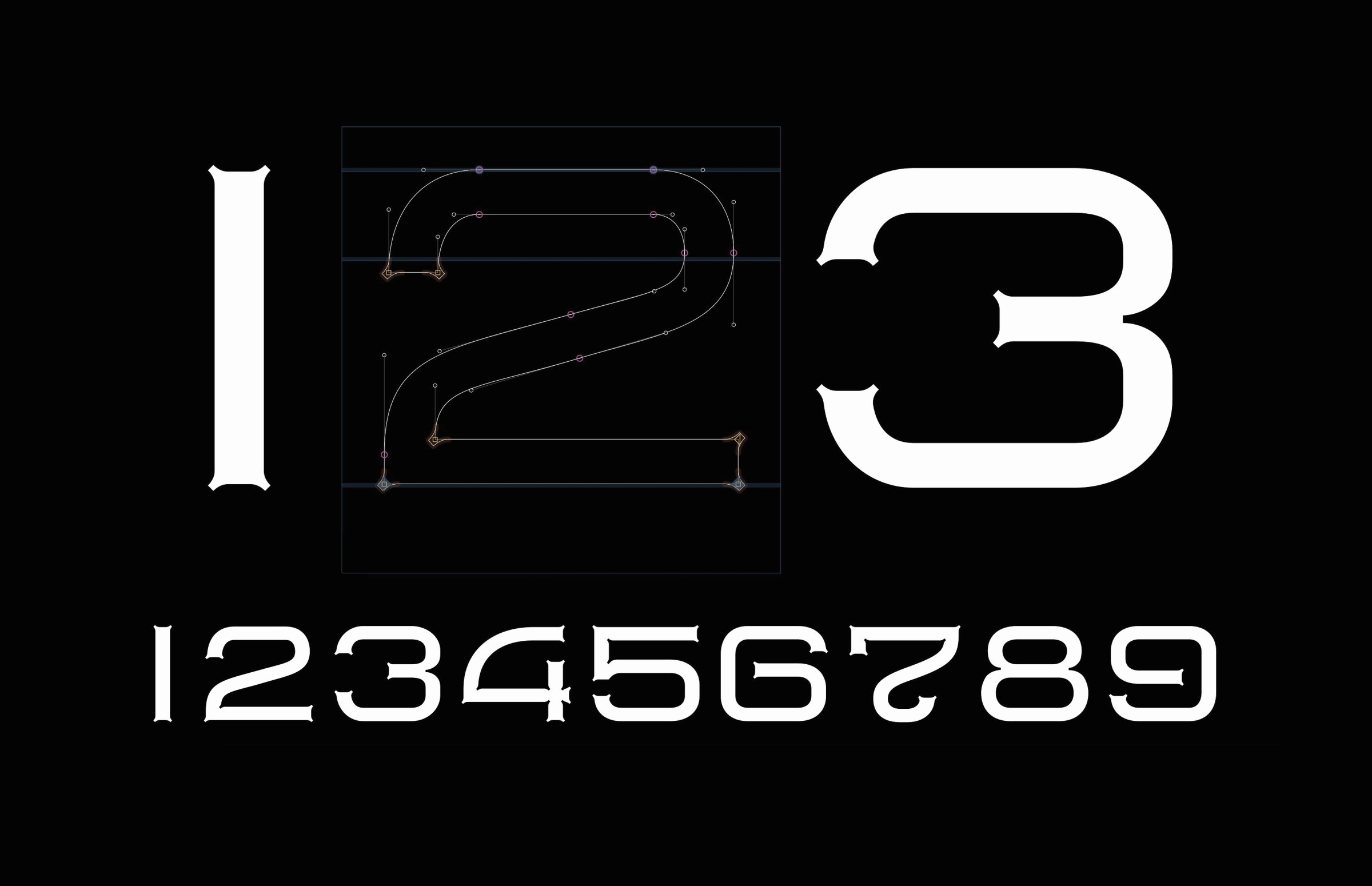 Ink trap numerals with outlines and glyph construction